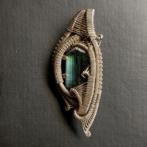 Bicolor Tourmaline Wire Wrapped Micro Pendant